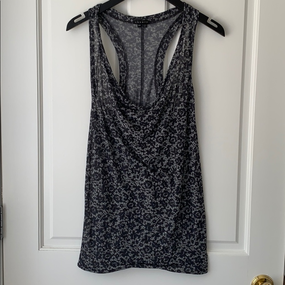 Theory lace print racer back tank size SP